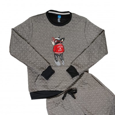 Pijama Nick Perrito Bulldog gris oscuro adulto